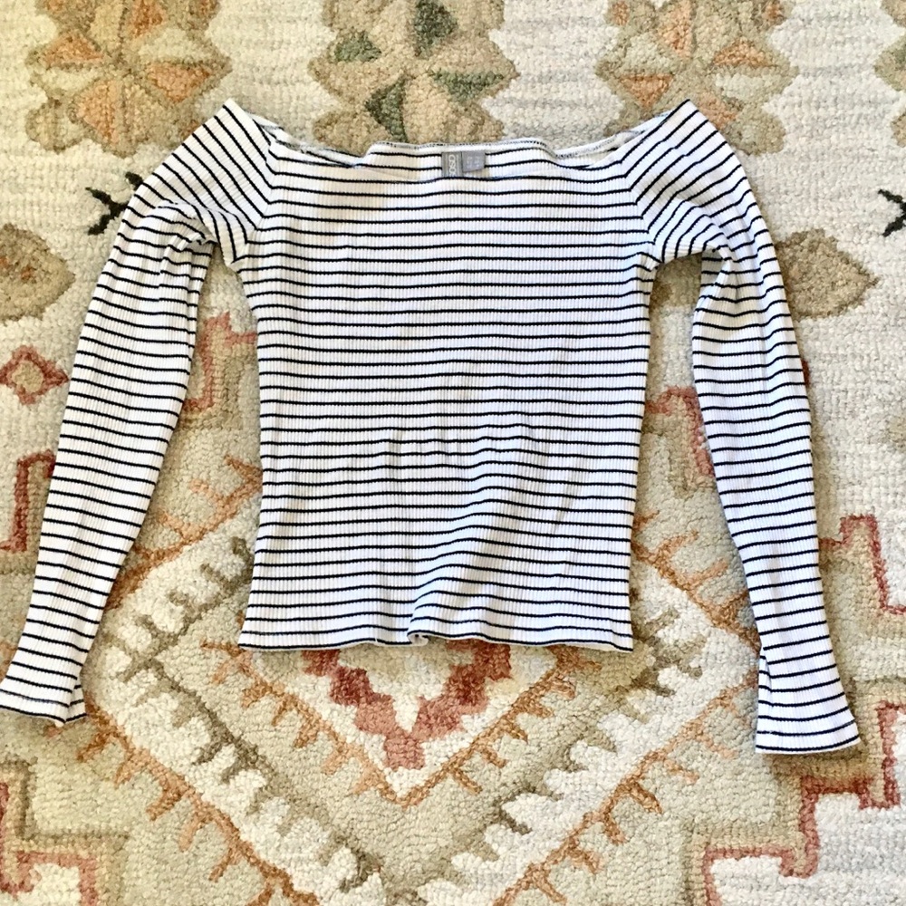 ASOS striped off shoulder crop top size 6
